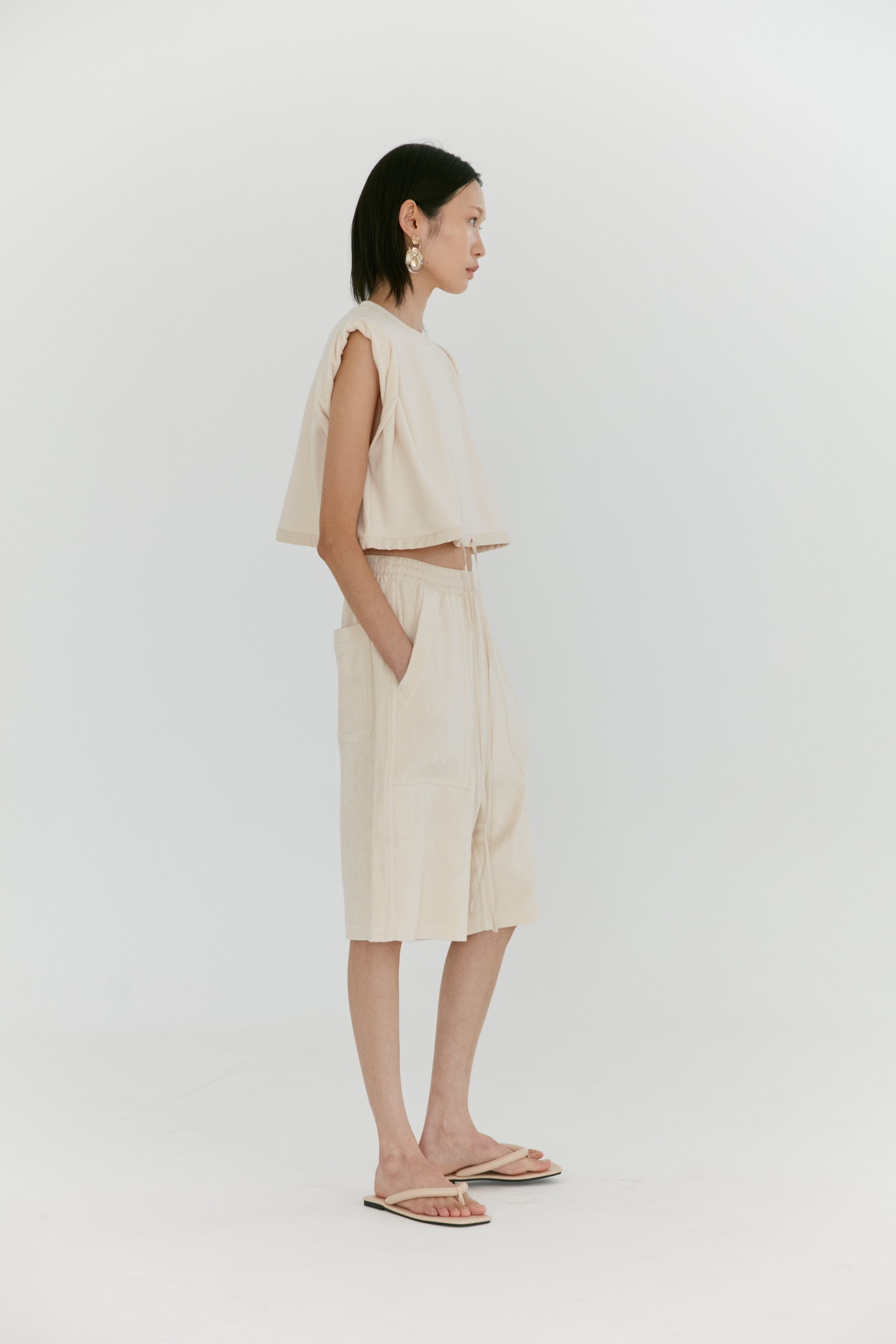 Rolled Sleeve Top in Terry Jersey