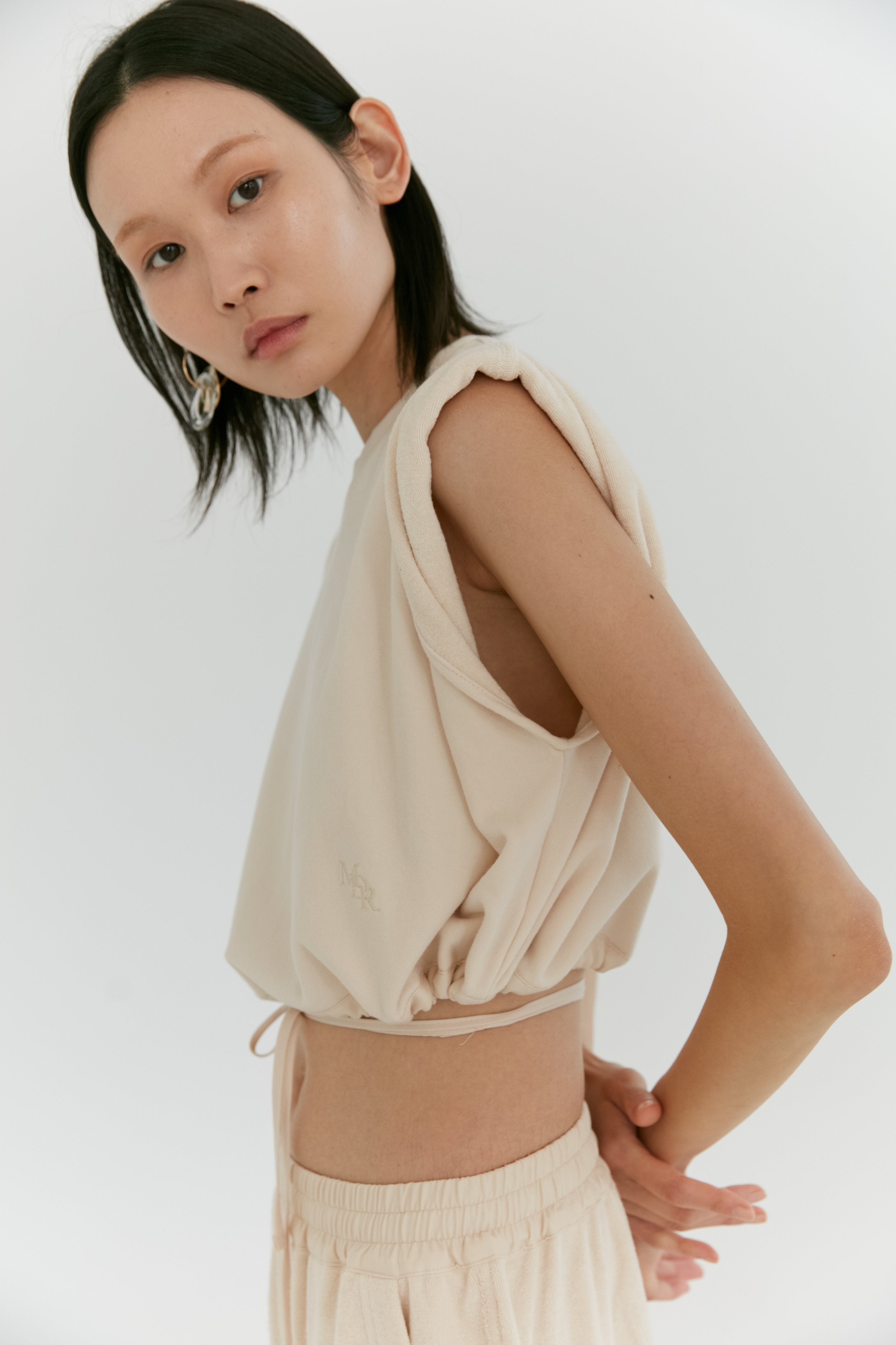 Rolled Sleeve Top in Terry Jersey